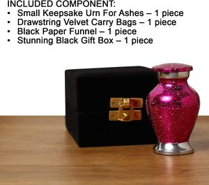 Urna de cremación de Metal con purpurina Rosa pequeña para mujer, bolsa de transporte de terciopelo de lujo, ficha de recuerdo, restos humanos, cenizas, suministros funerarios - Product Image 4