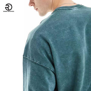 New Custom 380GSM Fleece Heavy Weight Oversized Hoodie Boxy Fit Acid Wash Unisex <b>Mock</b> <b>Neck</b> Sweatshirt - Product Image 2