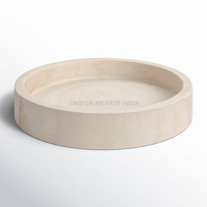 Plateau en bois tendance de couleur crème clair avec une forme ronde élégante et une finition lisse Idéal pour une présentation élégante à la maison - Product Image 6