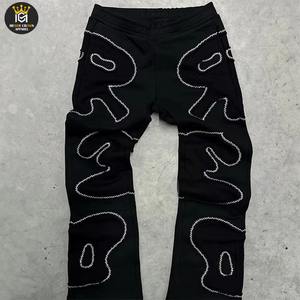 2025 nouvelle dernière conception strass sérigraphié survêtements pour hommes personnalisé deux pièces ensembles survêtements - Product Image 4