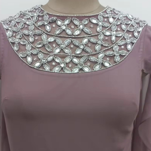 Robe de soirée élégante en mousseline de soie, broderie à paillettes, belle impression, grande taille, robe de bal formelle, décoration de perles - Product Image 1