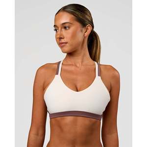 Ensemble soutien-gorge de sport Force - Imprimé blanc poudre de cacao, maintien moyen, extensible dans les 4 sens, évacuation de l'humidité, respirant, doux, grande taille, yoga - Product Image 1