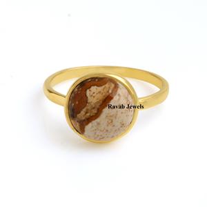 2025 alta calidad personalizada 10mm imagen Jasper Eternity Vermeil 925 anillo de plata esterlina mujeres joyería fabricante regalo fino anillo de mujer - Product Image 4
