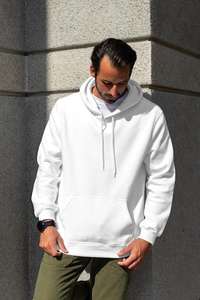 Sudadera informal en blanco con estampado de logotipo personalizado, chándal, Sudadera con capucha bordada lisa de invierno de peso pesado a granel de algodón polar Unisex - Product Image 2