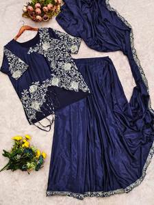 Sari Negro de Diseñador para Mujer, Colección Premium para Cócteles y Bodas - Product Image 3