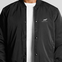 Jaket Bomber Pria Warna Solid Resleting Penuh Bahan Kanvas Kualitas Premium Ringan Berkerudung Logo Depan