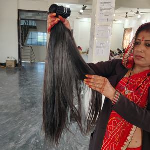 Extensions de cheveux humains indiens vierges, alignées sur les cuticules, double trame, lisses, pour tissage de cheveux - Product Image 2