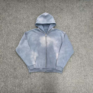Custom Black Vintage Wash <b>Fleece</b> Hoodie <b>Jacket</b> for <b>Men</b> Winter Stylish <b>Jackets</b> Drop Shoulder Acid Washed Hoodie - Product Image 3