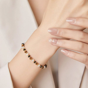 Vintage Waterproof 316l Stainless Steel Custom 18k Gold Plated Tiger Eye Agate Necklace Bracelet <b>Set</b> Jewelry <b>Sets</b> for Women - Product Image 3