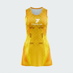 Robe de netball sans manches ajustée, séchage rapide, 100 % polyester, grande taille, évacuation de l'humidité, respirante, uniforme de netball sans manches - Product Image 1