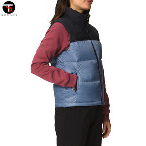 Chaleco de invierno para mujer personalizado cuello alto transpirable algodón burbuja diseño a prueba de viento acolchado sin mangas-Chaleco alto - Product Image 2