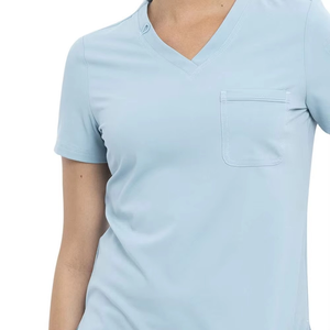 Azul claro de manga corta cuello en V médico Scrub Set Huzaifa - Product Image 4