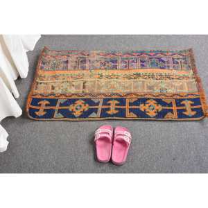 Tapis Patchwork Noir Orange Traditionnel 1.8x3.1ft Tapis De Salon En Coton Organique Tapis Turcs Rectangulaires avec Support En Latex - Product Image 5