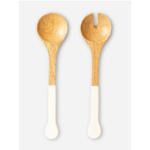 Premium Quality Mango Wood Enamel Salad Server Set Elegant Home Restaurant Tableware Decoration <b>Flatware</b> for Weddings - Product Image 3