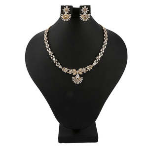 Kundan Jewellery <b>Locket</b> Set - Golden & White - Product Image 1