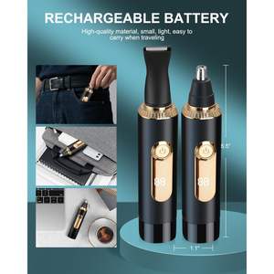 Tondeuse à sourcils et nez rechargeable USB avec écran LED 2-en-1 pour hommes et femmes, tondeuse en plastique indolore pour oreilles et sourcils, idéale pour les voyages en camping-car - Product Image 3