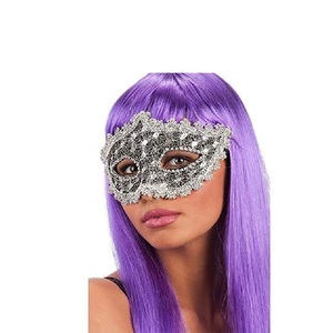 Elegante maschera veneziana in pizzo nero e argento con strass accessorio di carnevale originale e regalo perfetto per le donne - Product Image 3
