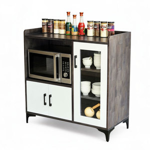 90x40x90cm Midcentury Modern Rubber Wood Dining Room Cabinet with Iron Legs and <b>Storage</b> TPA001 Furniture - Product Image 1