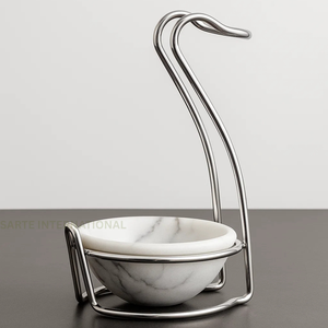 Porte-cuillère en acier inoxydable le plus vendu avec bol en marbre naturel plaqué argent support de support fait main pour table à manger maisons hôtel - Product Image 6