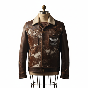 Chaqueta de Cuero Vaquero Original de Alta Calidad con Cuello Alto, Estilo Invierno 2025, Moderna, Casual, Ajustada, al por Mayor - Product Image 2