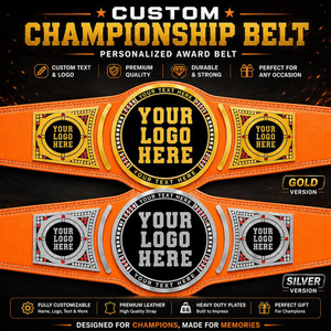 Ceinture de championnat de lutte personnalisée noire avec logo plaqué or et argent, espace pour personnalisation, fabrication artisanale sur mesure. - Product Image 3