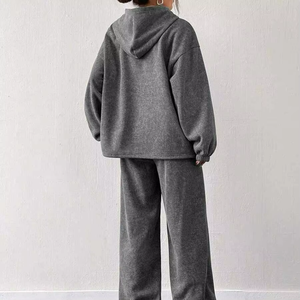 Ensemble survêtement décontracté pour femme en molleton long d'hiver, vêtements de rue, sweat-shirt et bas, deux pièces, tissu doux et chaud - Product Image 6