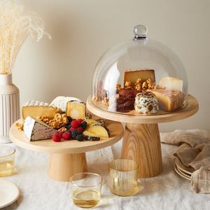 ที่วางเค้กไม้อะคาเซียสูงแบบเท้าสูงทำจากไม้อะคาเซียแท่นวางเค้กสำหรับเสิร์ฟเค้กและผลไม้ - Product Image 3