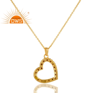 Best Selling Sterling Silver 18K Gold Plated Natural <b>Pink</b> Tourmaline Gemstone Heart Design Pendant <b>Necklace</b> Jewelry Manufacturer - Product Image 3