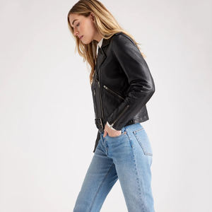 Chaqueta Bomber de Moda para Mujer, Ligera, de Piel de Oveja, de Alta Calidad, para Invierno, con Cierre Frontal y Relleno de Cuero - Product Image 5