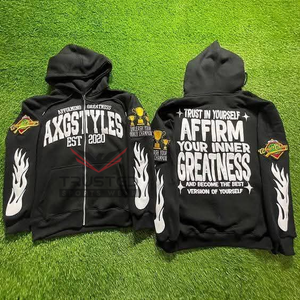 Sudaderas con Capucha y Cremallera de Invierno de Nuevo Diseño, 100% Algodón, Felpa, Logotipo Personalizado, Unisex, Corte Holgado, Mangas Largas, Impresión Digital Ecológica - Product Image 4