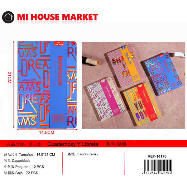 Notebook 100 Sheets B5 Size PU Leather Cover Printed Organizer Style Thermal Binding Loose-leaf for School Writing Personal Use