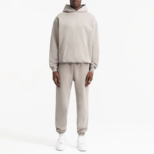 Chándal de algodón y poliéster de peso pesado OEM al por mayor, conjunto de Sudadera con capucha para correr, logotipo impreso personalizado, conjunto de Sudadera con capucha de peso pesado para hombre - Product Image 1