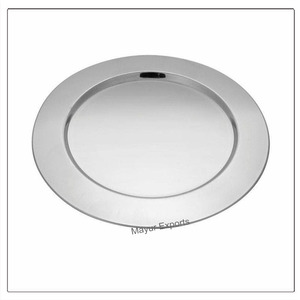 Assiette de chargeur ronde en acier inoxydable écologique Assiette de support en métal de conception insulaire pour mariages fêtes hôtels-Plats et assiettes - Product Image 4