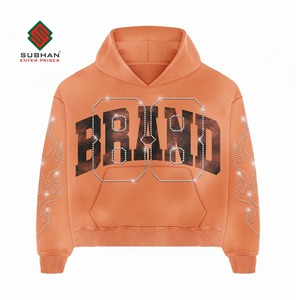 Chaqueta de Invierno Personalizada 100% Algodón Tejido Impermeable Transpirable Antiarrugas Cortavientos con Estampado Frontal Sólido y Pedrería Lavado Ácido - Product Image 1