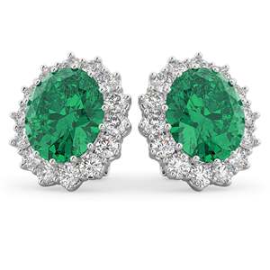 14K White <b>Gold</b> Oval <b>Emerald</b> and Diamond <b>Earrings</b> 10.80ctw Luxury Fine Jewelry - Product Image 3