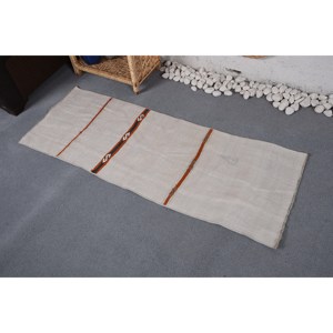 พรมขนสัตว์ลายทางสีเบจสีส้มแบบชนบทสำหรับวัยรุ่น1.7x4.6สี่เหลี่ยมผืนผ้าดีไซน์เย็บปะติดปะต่อกันสำหรับห้องนั่งเล่นหรือห้องโถง - Product Image 3