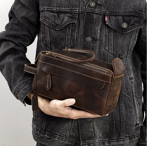Premium Genuine Leather Travel <b>Toiletry</b> <b>Bag</b> Unisex Water-Resistant Travel Dopp Kit Cosmetic Organizer for <b>Men</b> & Women - Product Image 5