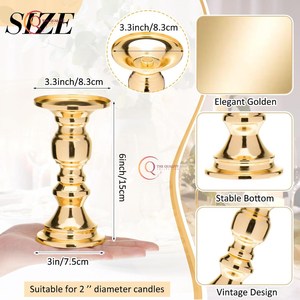 Ensemble de 6 pièces uniques en or poli décoration de table pièce maîtresse bougeoir de noël maison et pot de bougie de foudre festif approvisionnement - Product Image 6