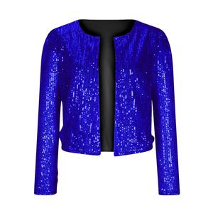 Women <b>Sequin</b> Jacket Shiny Glitter Party Blazer Sparkly Coat Fashion Outerwear Stylish Evening Clubwear Trendy <b>Tops</b> Wear - Product Image 2