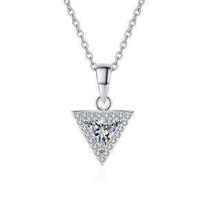 Collier avec pendentif circulaire à bulles serti de diamants de luxe, design halo en moissanite taille triangle 1,00 CT, cadeau de mariage pour femmes - Product Image 2
