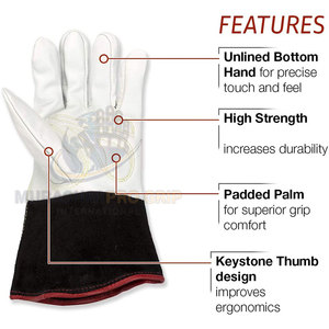 Nouveauté, gants de soudage de haute qualité, en cuir de vache et doublure en polaire, protection contre les éclaboussures de métal fondu, design personnalisable pour adultes - Product Image 4