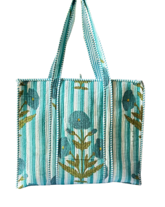 Premium Eco-friendly Cotton Quilted <b>Tote</b> Bag <b>with</b> <b>Zipper</b> & Long Shoulder Strap Soft Padded 100% Cotton Shopping Bag for Women - Product Image 1