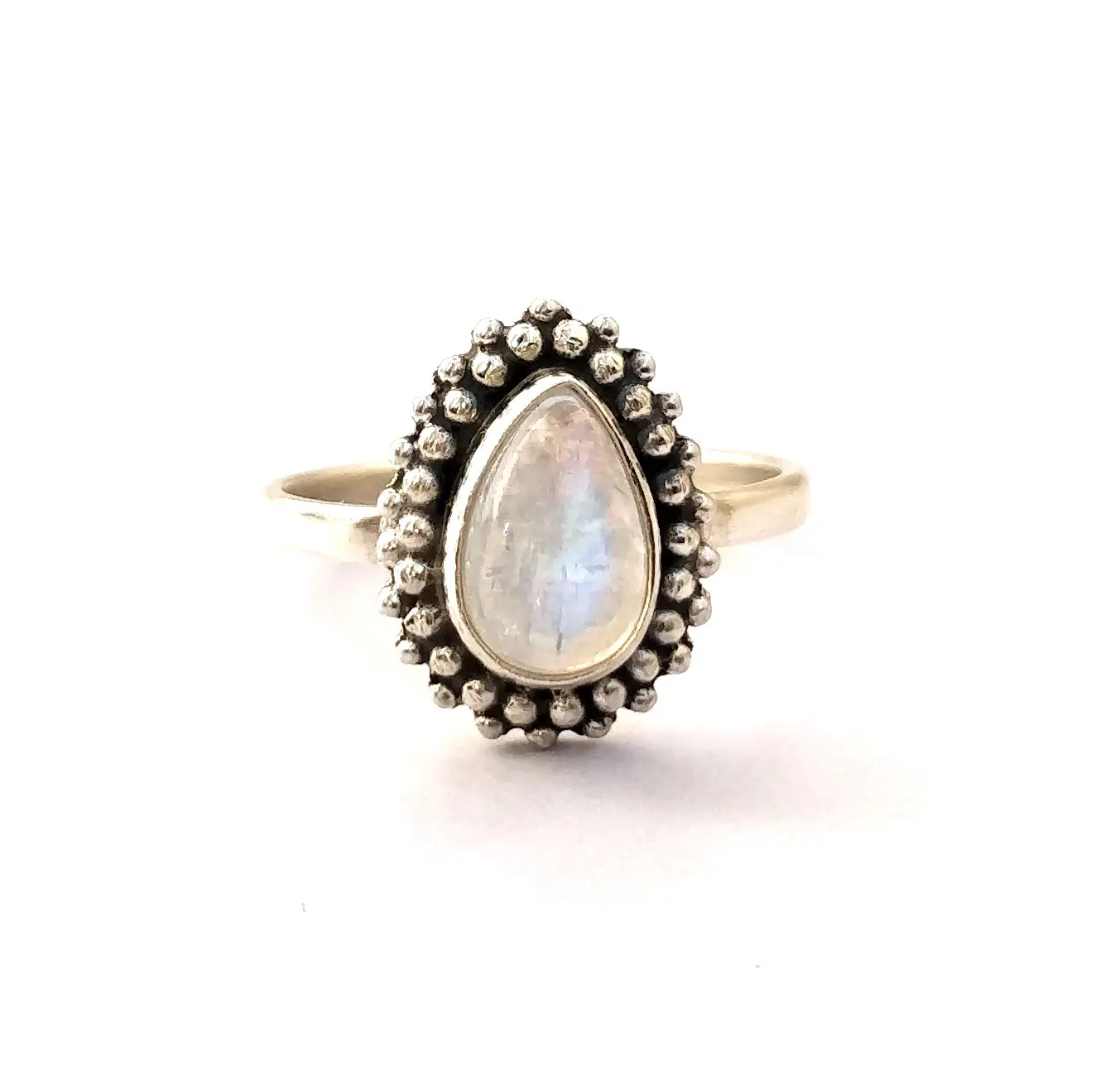 925 Sterling Silver New Unique butterfly Rainbow Moonstone Design Ring With Natural Pear Shape Gemstone Fine Silver Jewelry