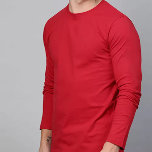 High Quality 100% Cotton Worsted Fabric Full Sleeve Men's T-Shirt Anti-Wrinkle Breathable Quick Dry Eco-Friendly 180g Casual - Product Image 3