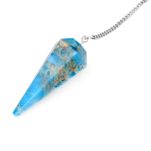 Péndulo de apatita azul de alta calidad, piedra preciosa de cristal natural, cono facetado, Péndulo de radiestesia para péndulos curativos de Reiki a la venta - Product Image 3