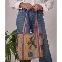 Sac fourre-tout Kantha indien fait main en coton, sac à main vintage pour femme, durable, léger, imprimé, sac de shopping