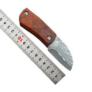 Herramienta EDC de caza de acero de Damasco de ébano de gama alta, supervivencia táctica, Camping, senderismo, cuchillo plegable de bolsillo con Funda de cuero - Product Image 3