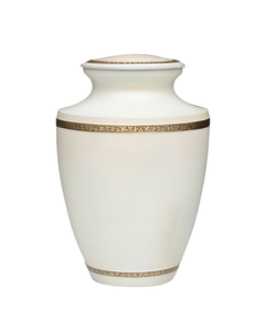 Urna de cremación de latón de estilo americano para adultos, diseño de borde de grabado ligero, urna funeraria blanca para cenizas humanas - Product Image 4