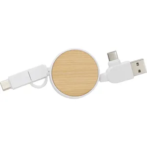 Set di Cavi Personalizzati Jared in ABS e Bambù, Gadget USB Promozionali - Product Image 3