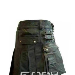 Kilt de gladiador romano de cuero negro para hombre, falda escocesa de piel de vaca gótica plisada, proveedor y fabricante de moda - Product Image 6